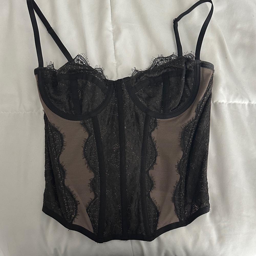 Urban Outfitters Black Sheer Lace Crop Top